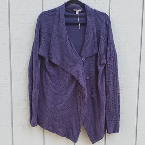 Cotton Blend Button Up Textured Sweater